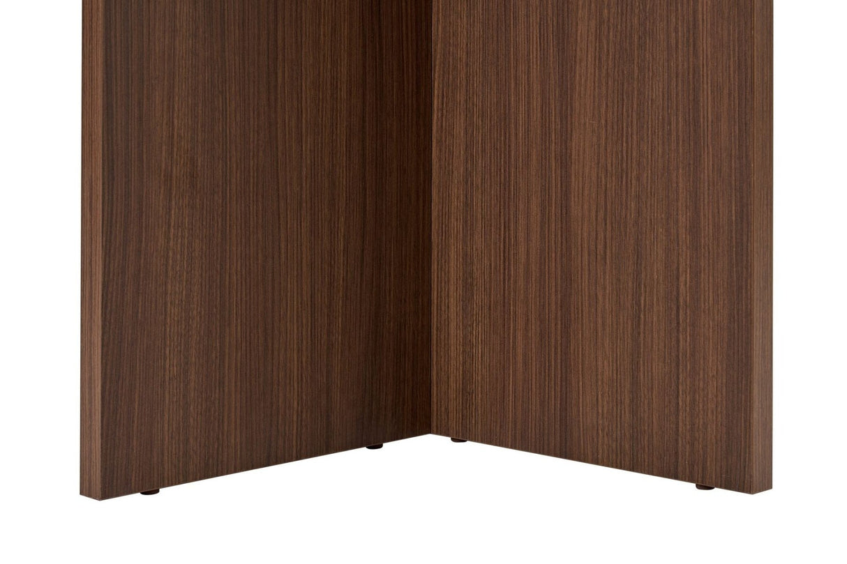 Table à manger ovale plateau travertin - mélamine noyer - 180x89,5x75 cm - Sota