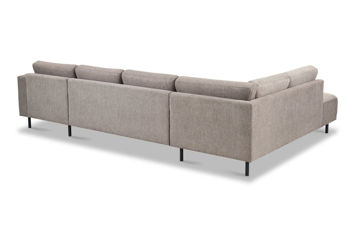 Canapé d'angle moderne U-Bank gauche en tissu taupe Aniko 310x197x78 cm