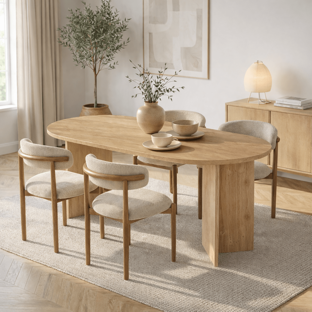 Ovale eettafel Eiken melamine - Japandi - 200x89,5x75 cm - Sota