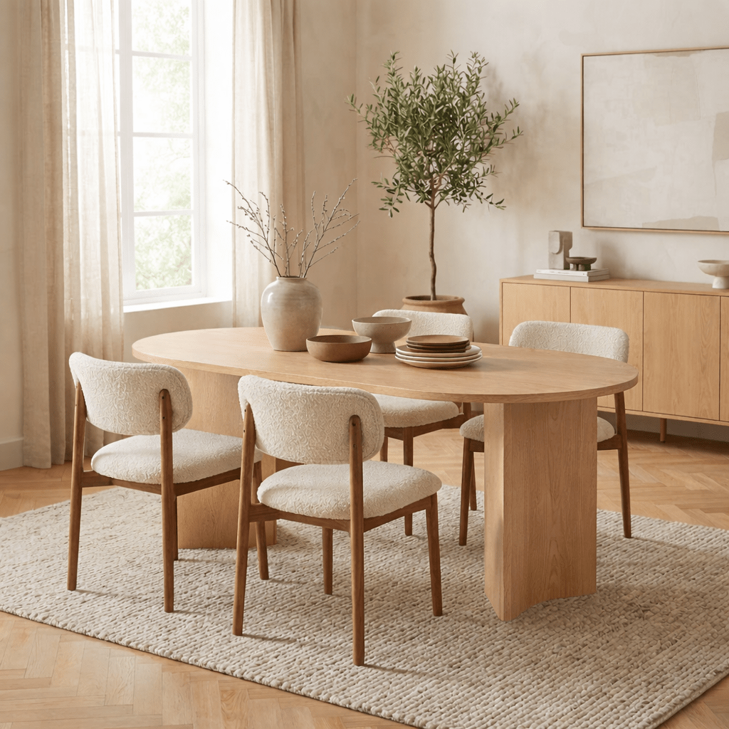 Ovale eettafel Eiken melamine - Japandi - 200x89,5x75 cm - Sota