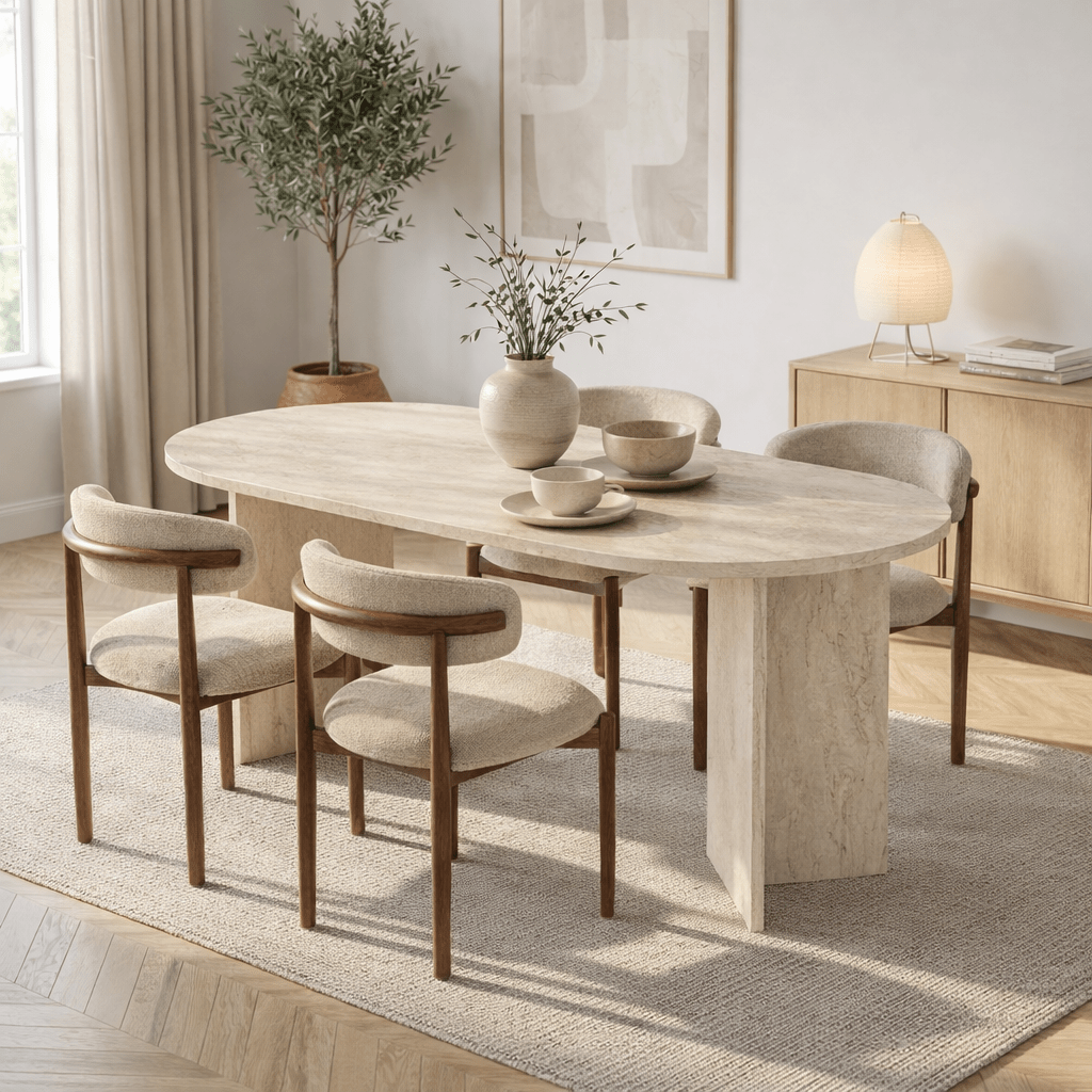 Sablin Table en mélamine Travertin 180x89,5x75 cm