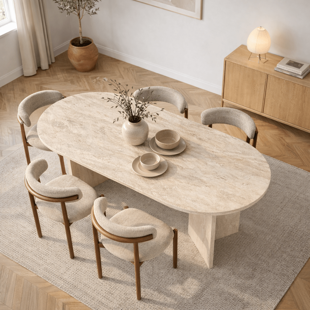 Sablin Table en mélamine Travertin 180x89,5x75 cm