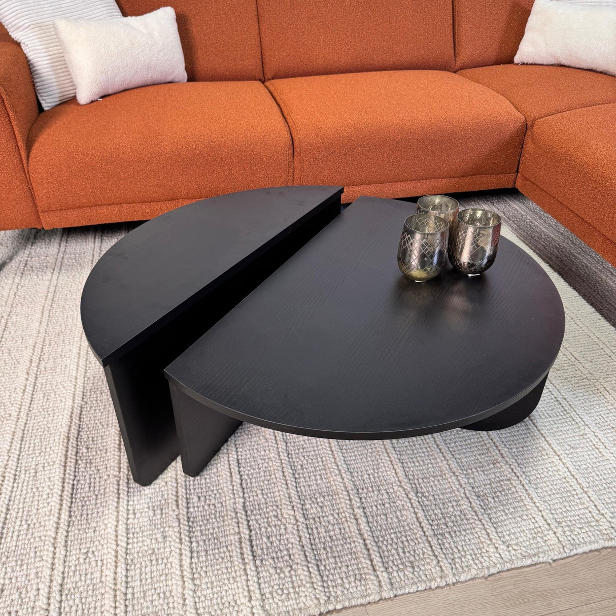 Table basse ronde noire stratifiée 85 cm Orin