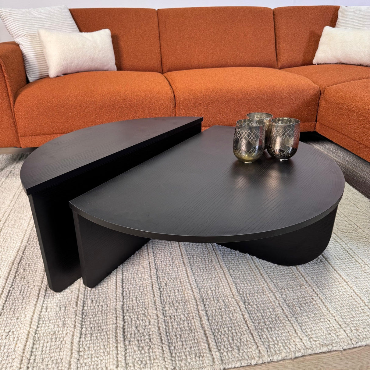 Table basse ronde noire stratifiée 85 cm Orin