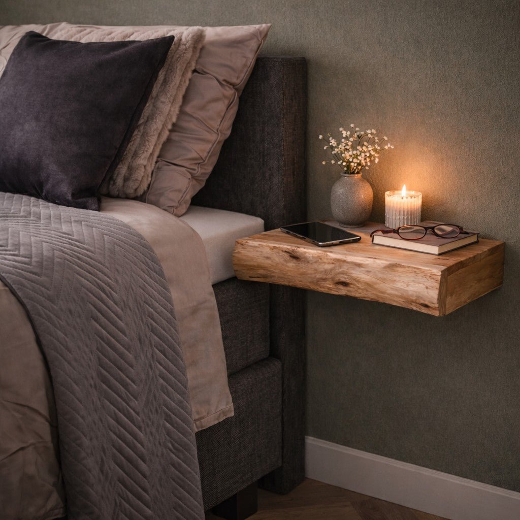 Ensemble de 2 Tables de Nuit Suspendues en Bois d'Acacia Freya Grand