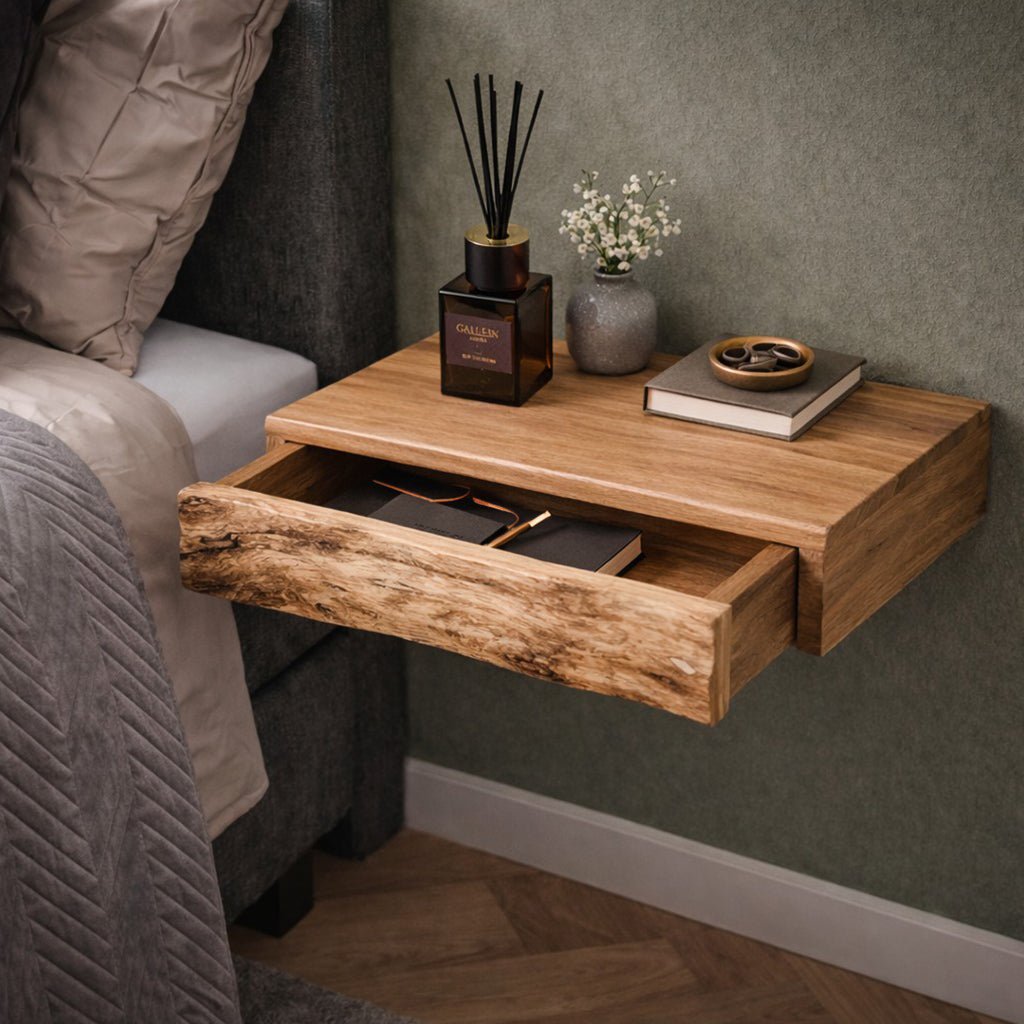 Ensemble de 2 Tables de Nuit Suspendues en Bois d'Acacia Freya Grand