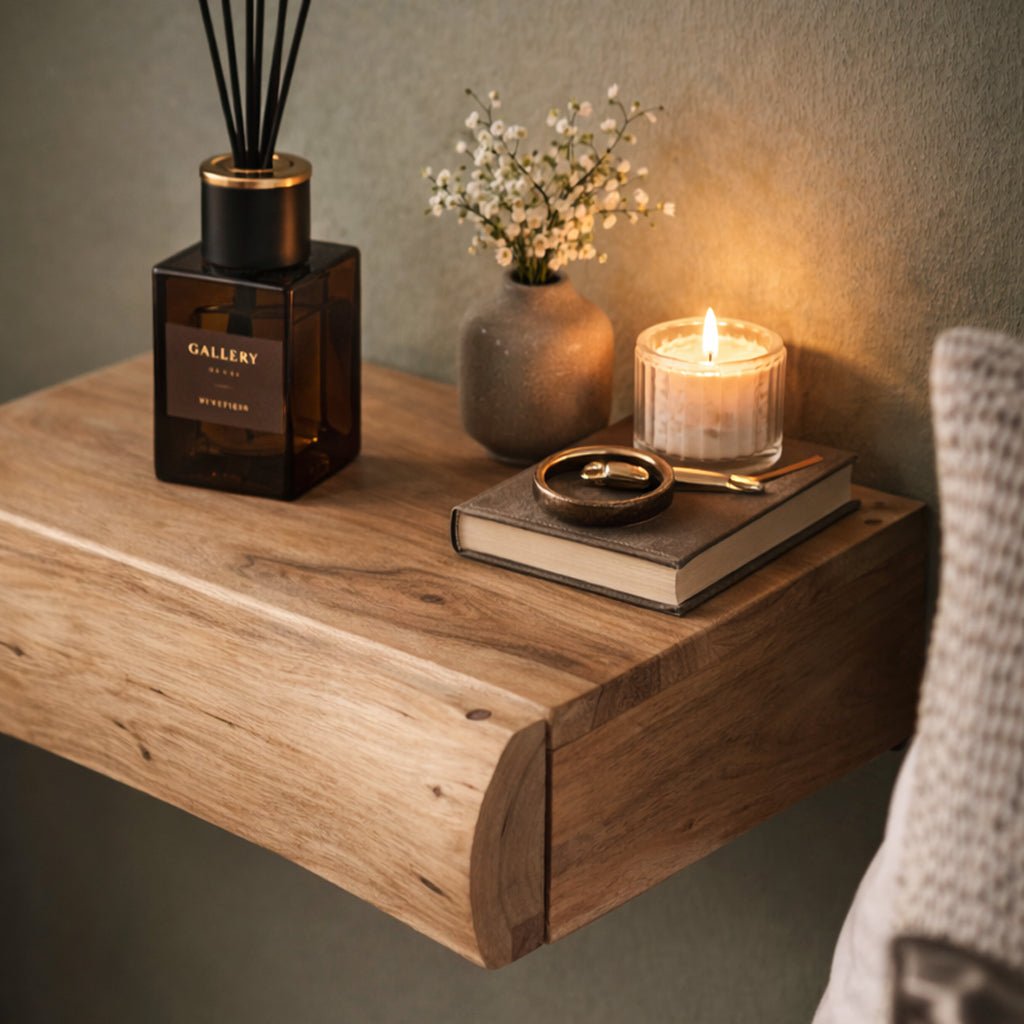 Ensemble de 2 Tables de Nuit Suspendues en Bois d'Acacia Freya Petit