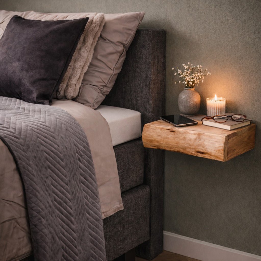 Ensemble de 2 Tables de Nuit Suspendues en Bois d'Acacia Freya Petit