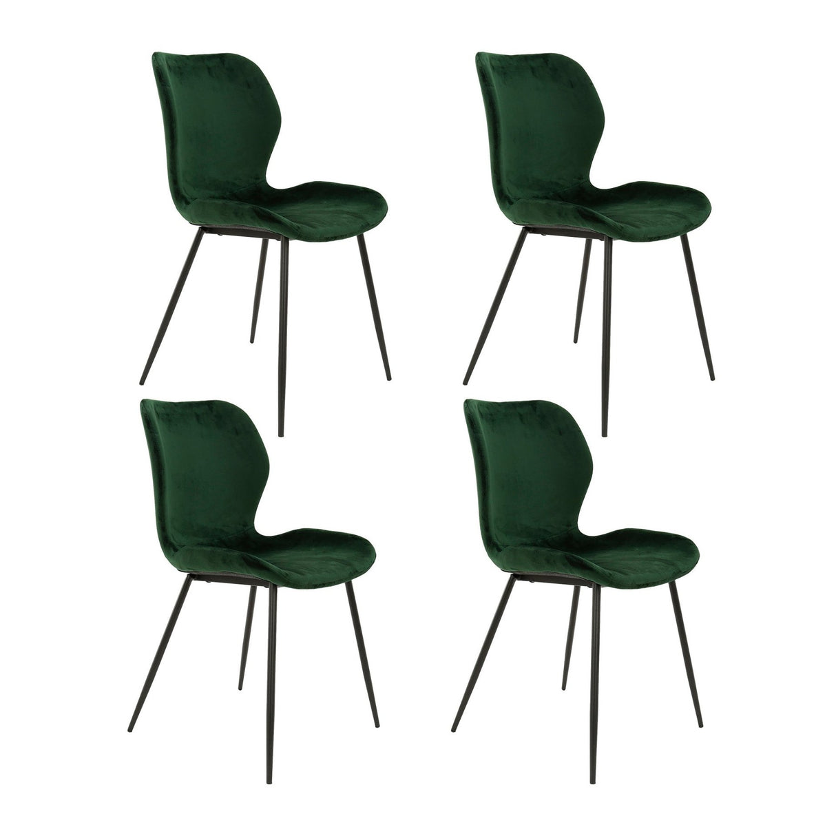 Ensemble de 4 chaises de salle à manger Argo Velours Vert
