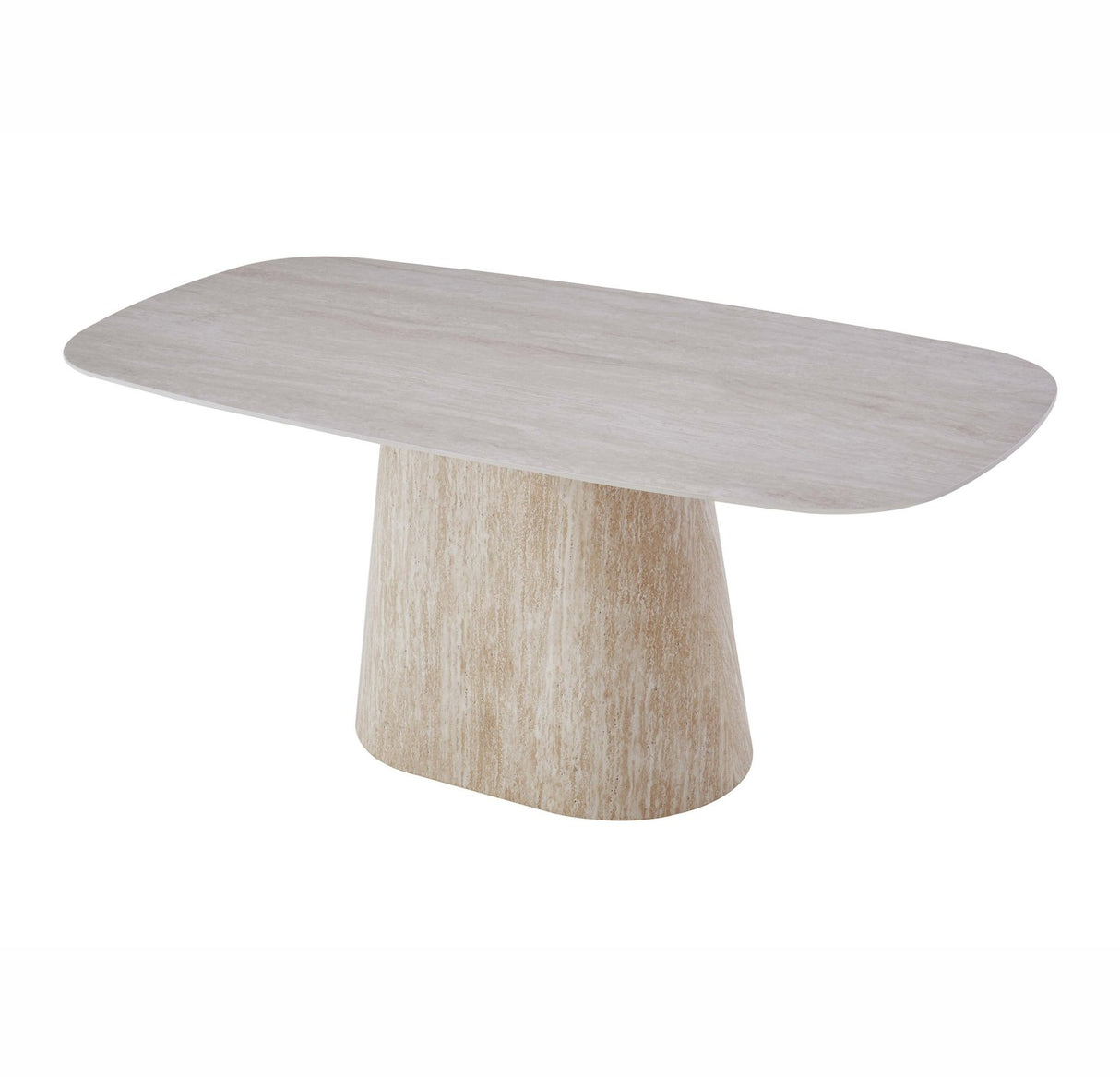 Eettafels-Sintered Stone Marmerlook Travertin beige blad Eettafel Lea 180x90 cm - Deens Ovaal-Dimehouse