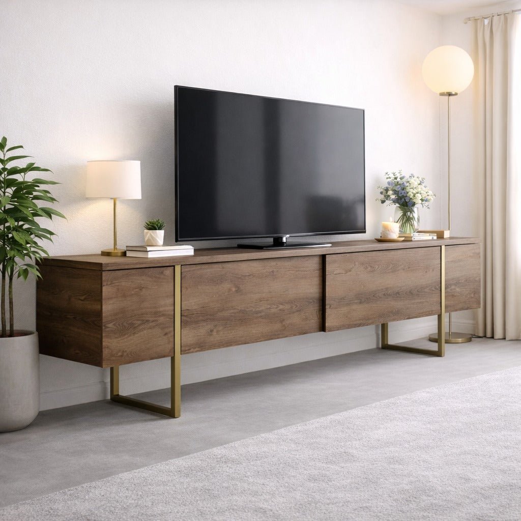 Meubles de télévision de luxe en or mélamine 180x50x30 cm