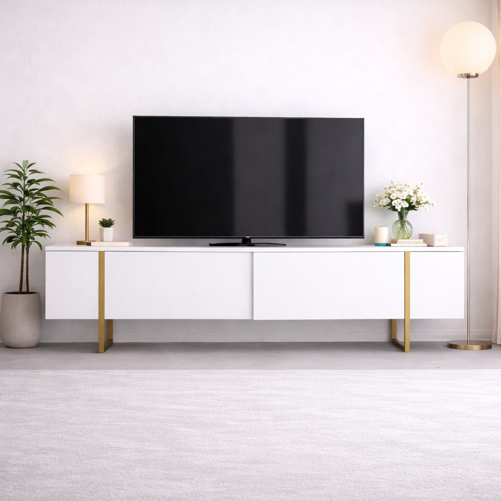 Meubles télévisés en or blanc mélamine 180x50x30 cm