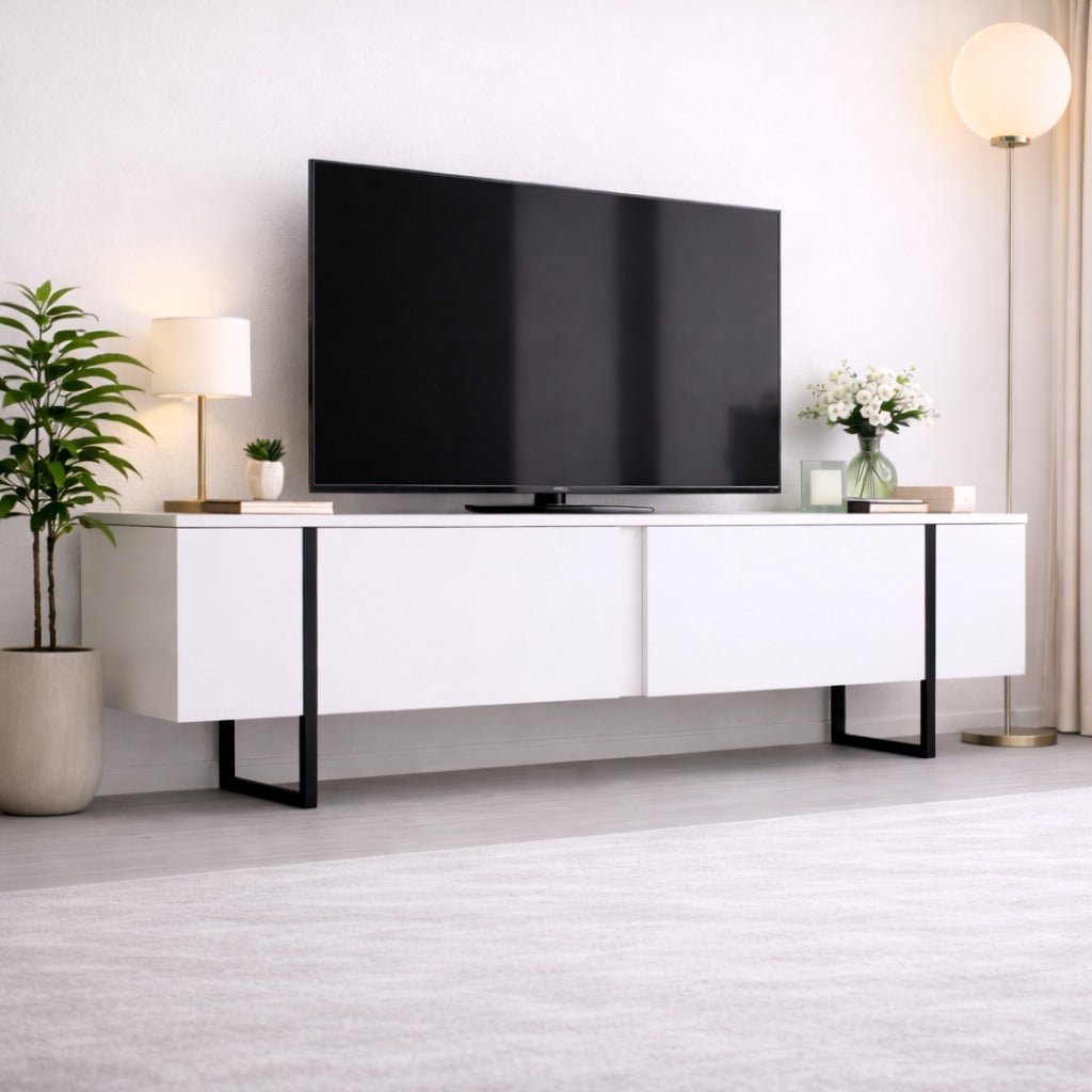 Meubles télévisés de luxe blanc noir mélamine 180x50x30 cm