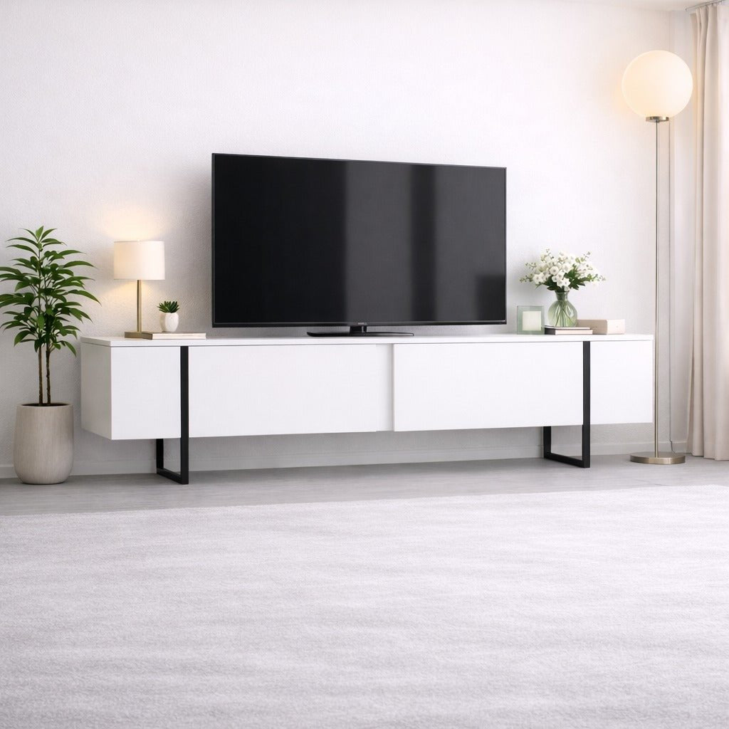 Meubles télévisés de luxe blanc noir mélamine 180x50x30 cm