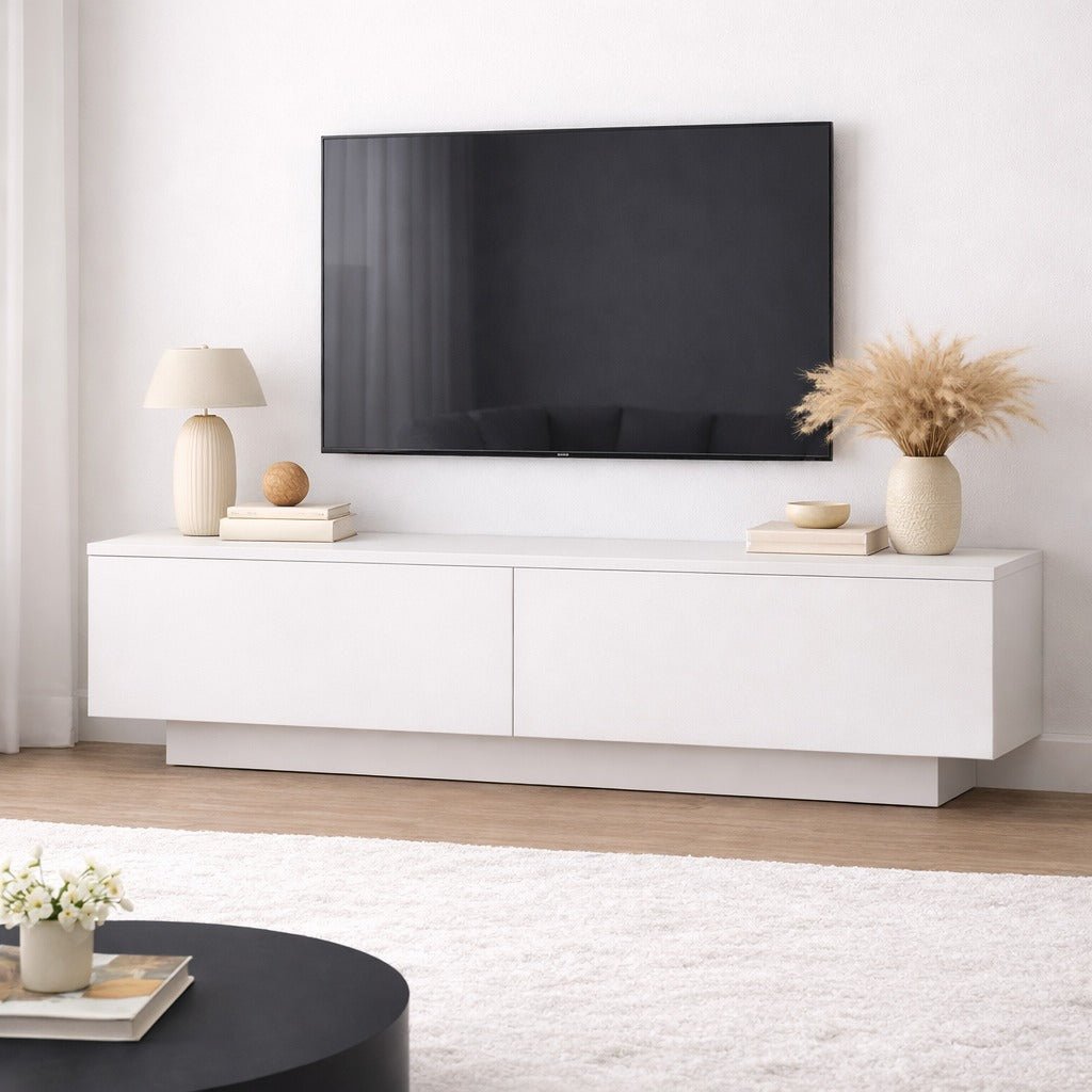 TV Meubels - TV Meubel Merida Wit Melamine 140x38,2x35,5 cm - Dimehouse