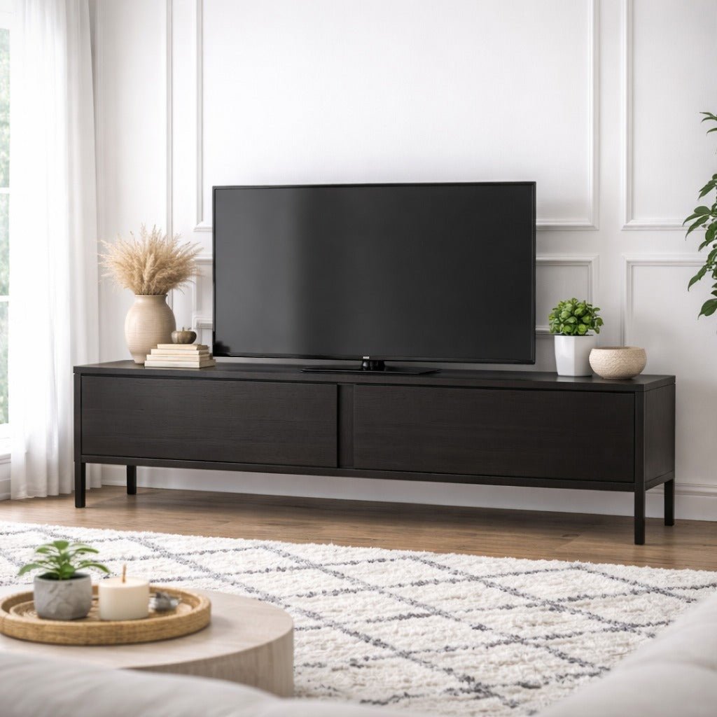Meuble TV Noir Mélamine Blitz 50x180x29,5 cm