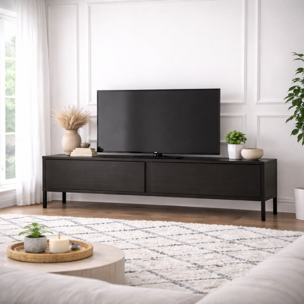 Meuble TV Noir Mélamine Blitz 50x180x29,5 cm