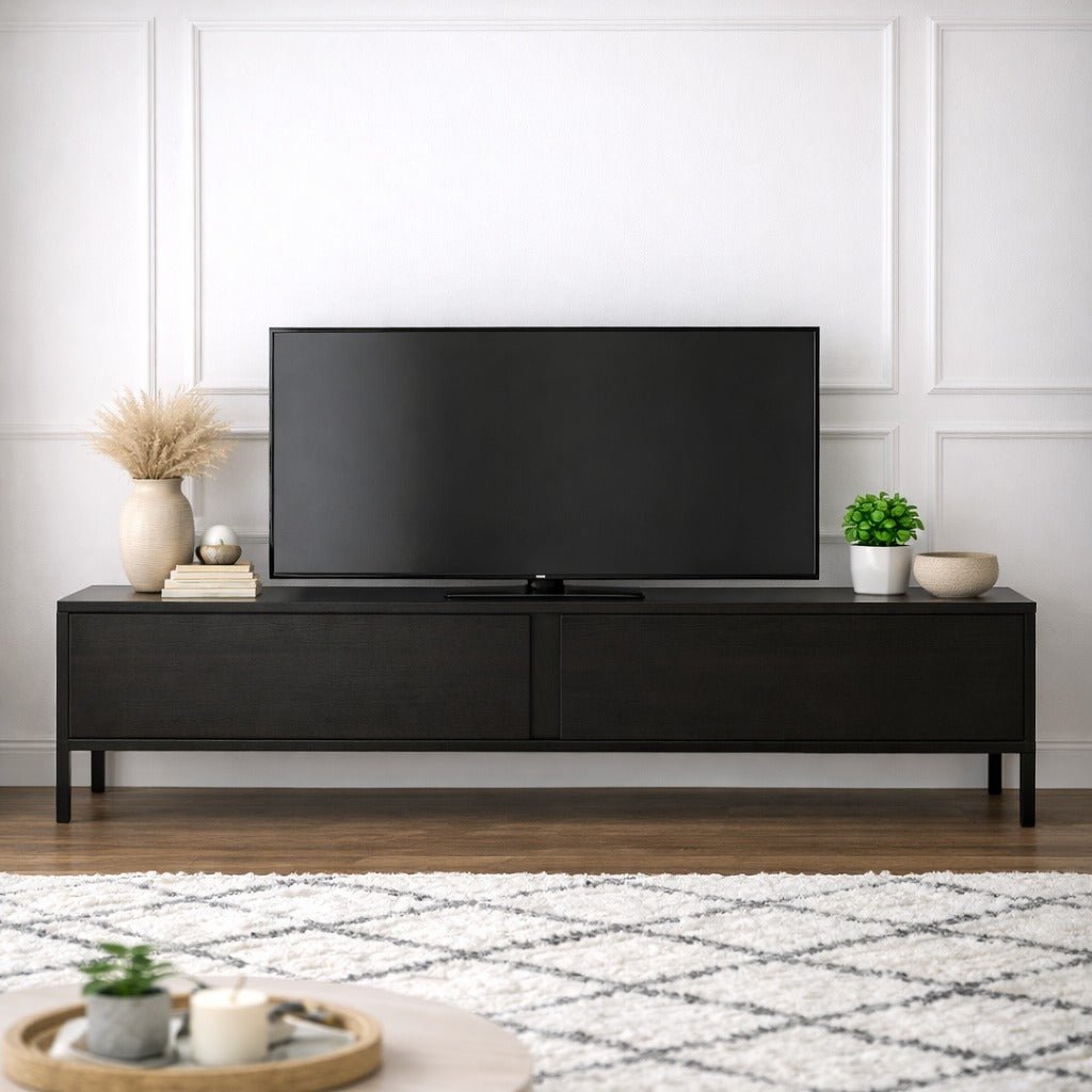 Meuble TV Noir Mélamine Blitz 50x180x29,5 cm