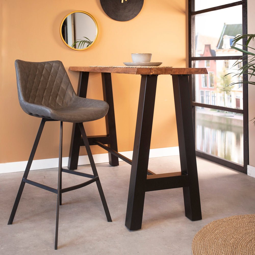 Tabouret de bar industriel Juno Anthracite hauteur d'assise 70cm