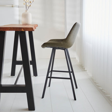 Tabouret de bar industriel Juno Vert 70cm de hauteur d'assise