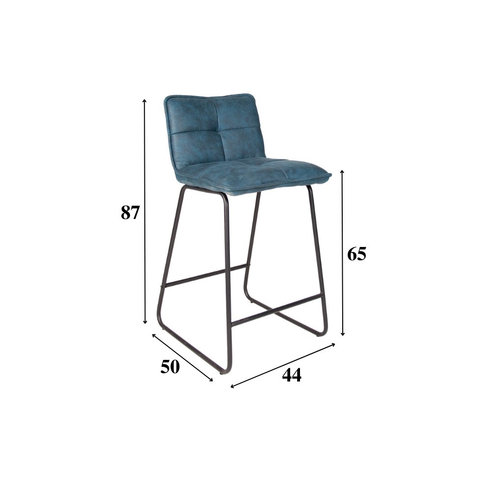 Tabouret de bar industriel hauteur d'assise 65 cm bleu Jelle