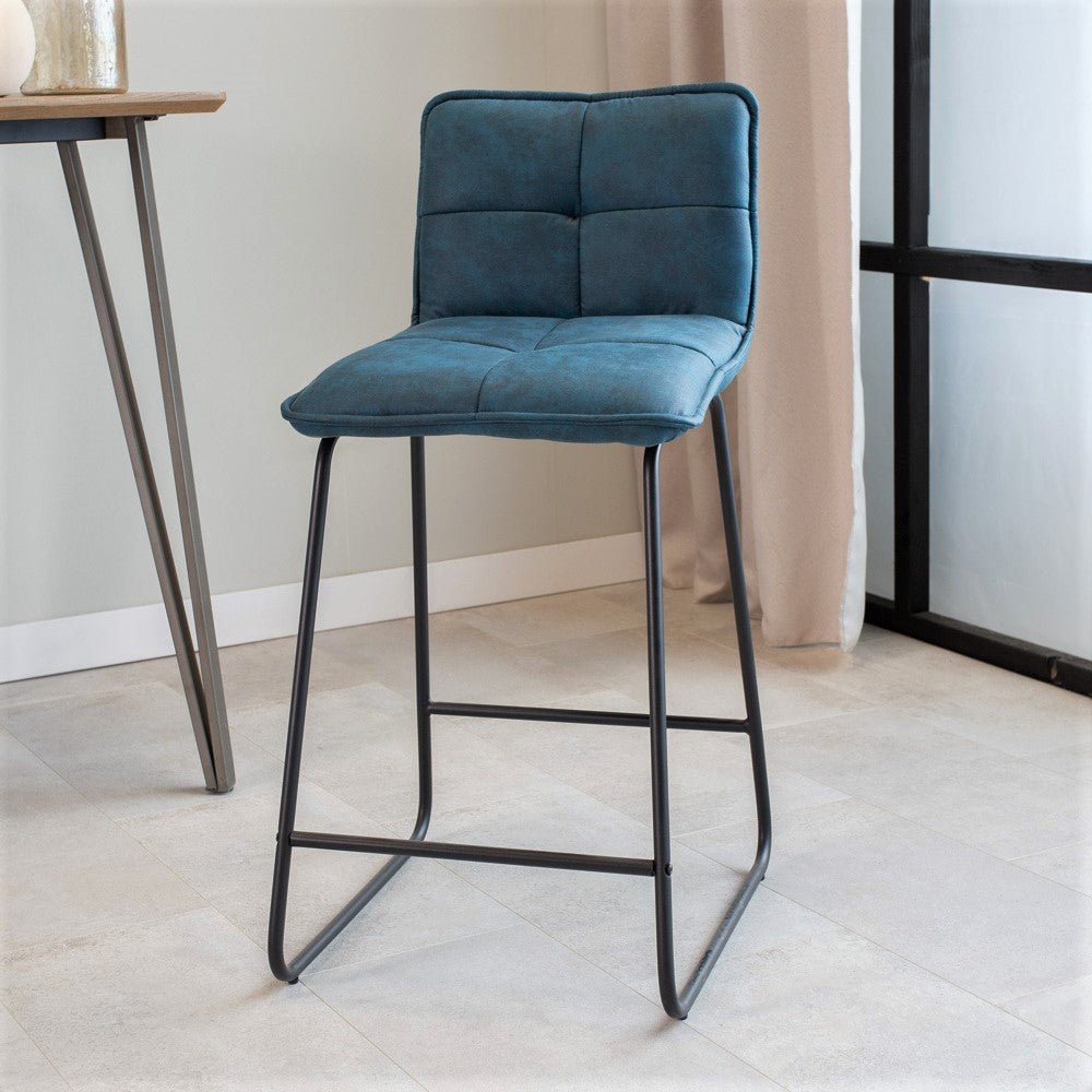 Tabouret de bar industriel hauteur d'assise 65 cm bleu Jelle