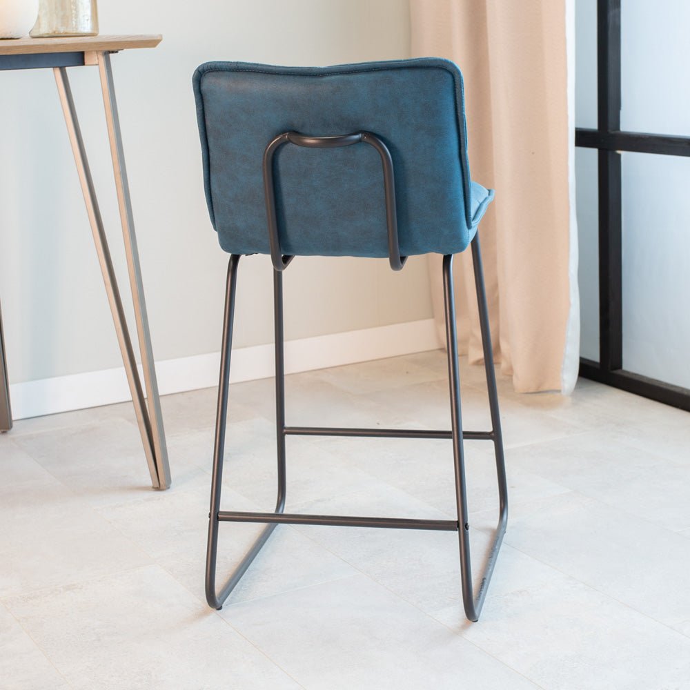 Tabouret de bar industriel hauteur d'assise 65 cm bleu Jelle
