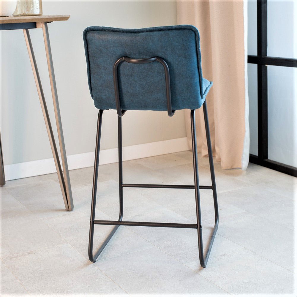 Tabouret de bar industriel hauteur d'assise 65 cm bleu Jelle