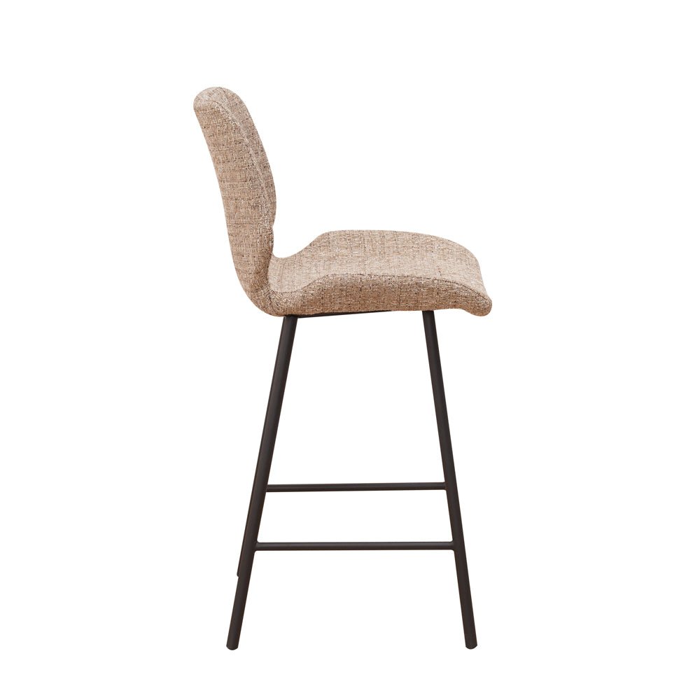 Tabouret de bar Beau 67cm hauteur d'assise chenille beige