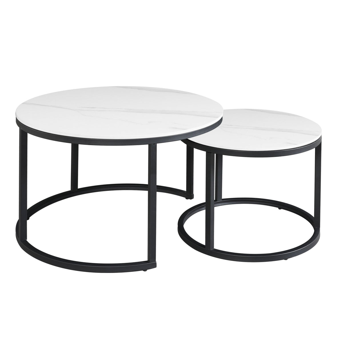 Ensemble de table basse de 2 trevor marbre blanc rond