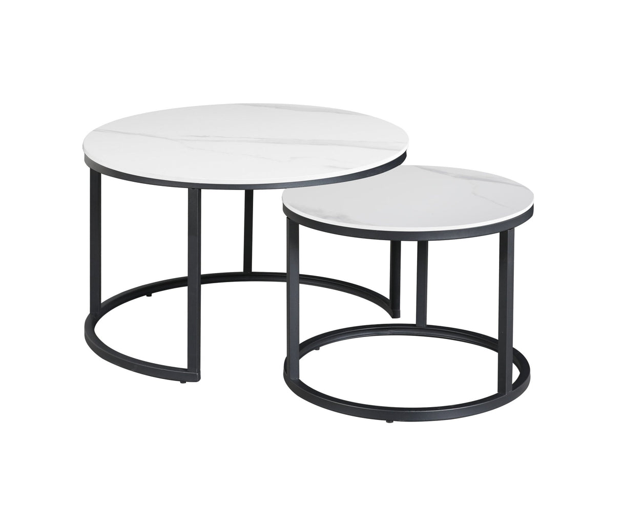 Ensemble de table basse de 2 trevor marbre blanc rond