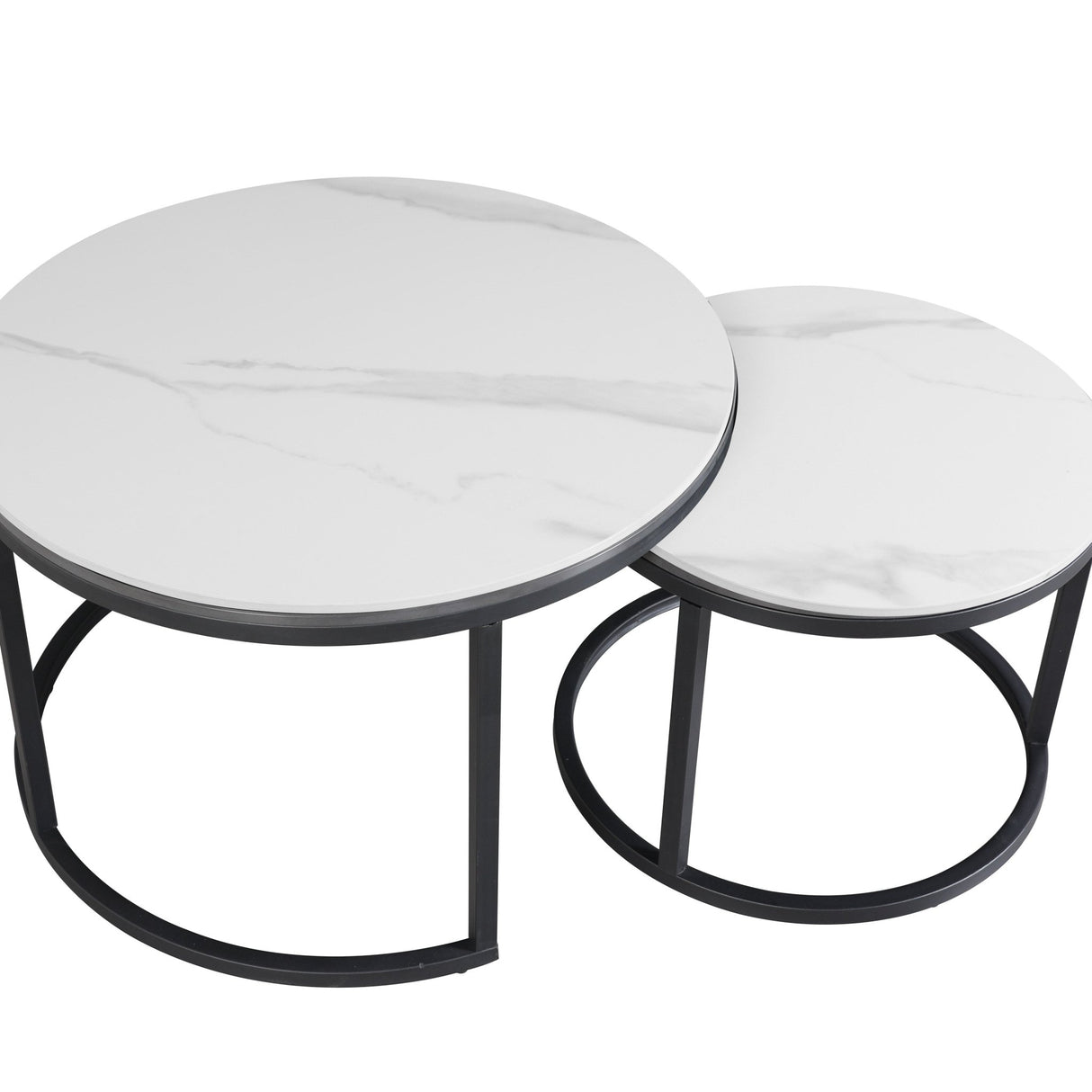 Ensemble de table basse de 2 trevor marbre blanc rond