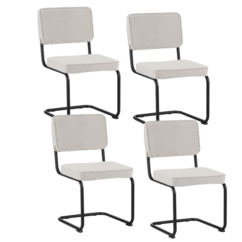 Ensemble de 4 Chaises de Salle à Manger Remo Crème Velours - Sans Accoudoirs