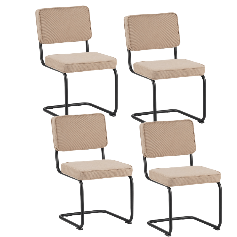Ensemble de 4 chaises de salle à manger Remo Beige en velours côtelé - Sans accoudoirs