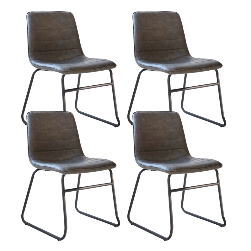 Ensemble de 4 Chaises de Salle à Manger Industrielles Mark Anthracite Similicuir - Sans Accoudoirs