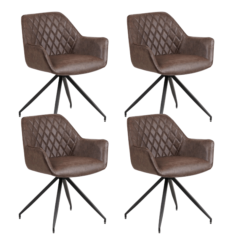 Ensemble de 4 Chaises de Salle à Manger Industrielles Gian Taupe - Avec Accoudoirs
