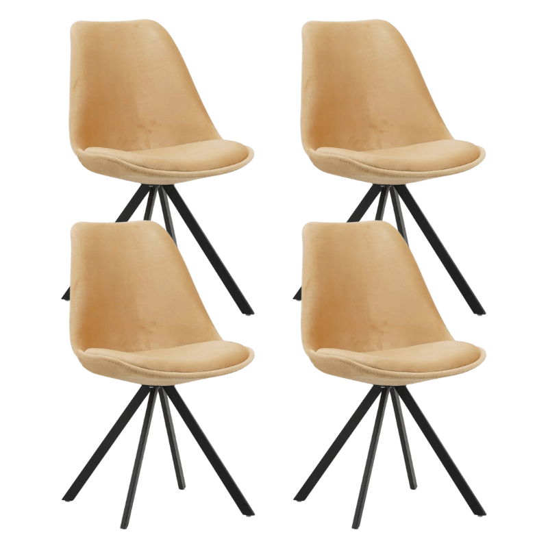 Ensemble de 4 Chaises de Salle à Manger Jace Velours Beige - Sans Accoudoirs