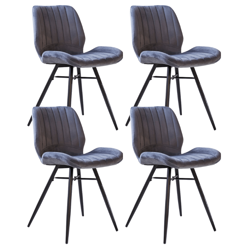 Ensemble de 4 Chaises de Salle à Manger Beau Velours Anthracite - Sans Accoudoirs
