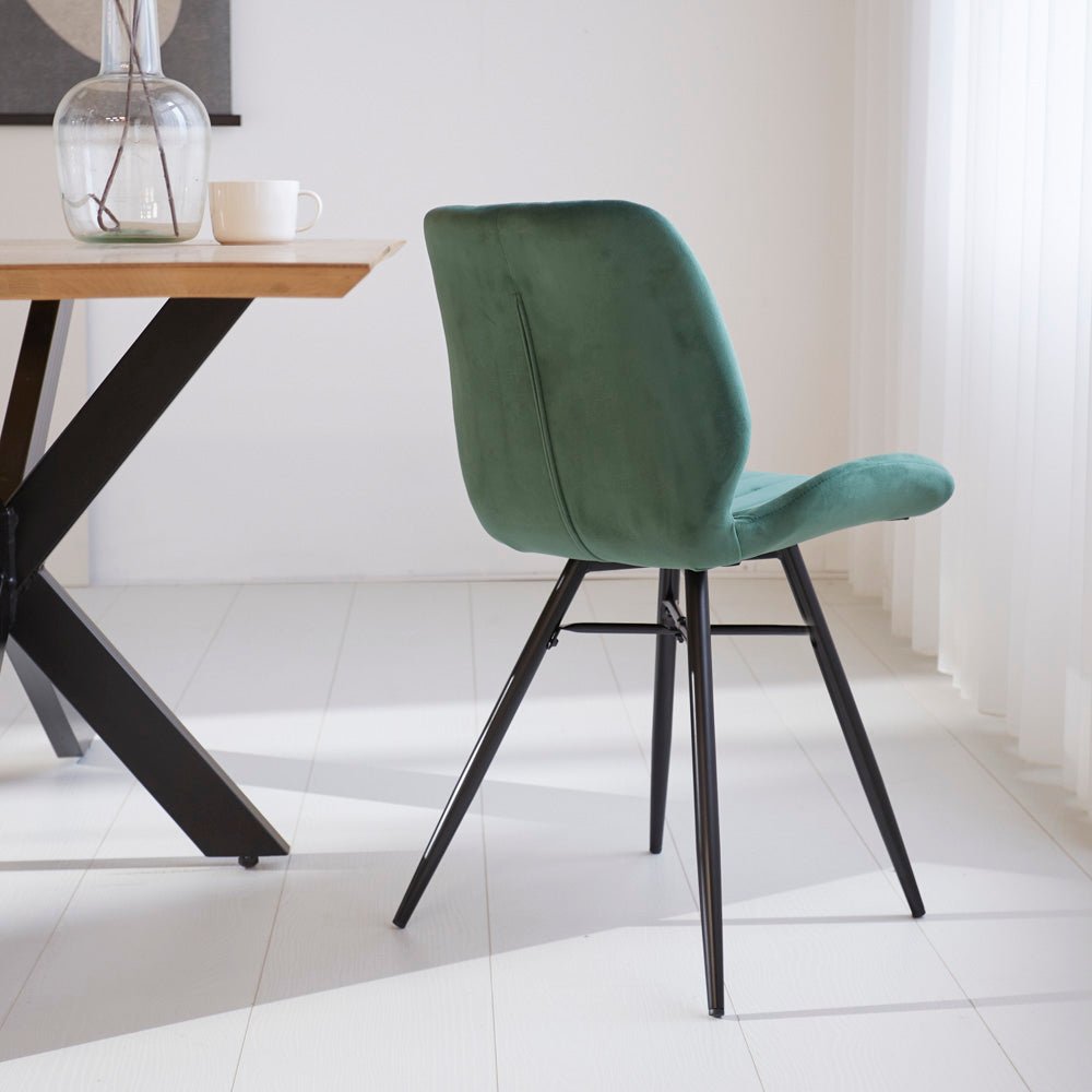 Beau Chaise de Salle à Manger en Velours Vert - Sans Accoudoirs