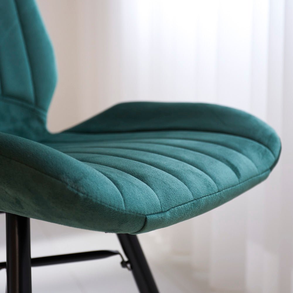 Beau Chaise de Salle à Manger en Velours Vert - Sans Accoudoirs