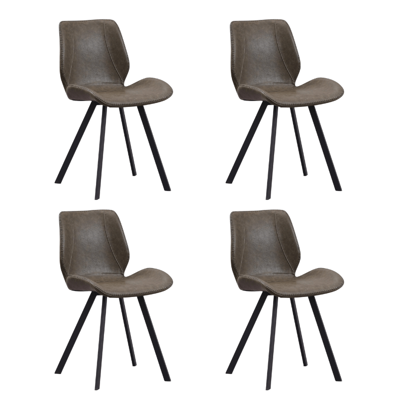 Ensemble de 4 chaises de salle à manger industrielles vertes en simili cuir Barry - Sans accoudoirs