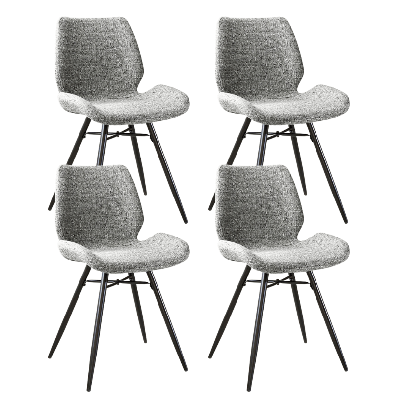 Ensemble de 4 Chaises de Salle à Manger Beau Gris Tissu Chenille - Sans Accoudoirs