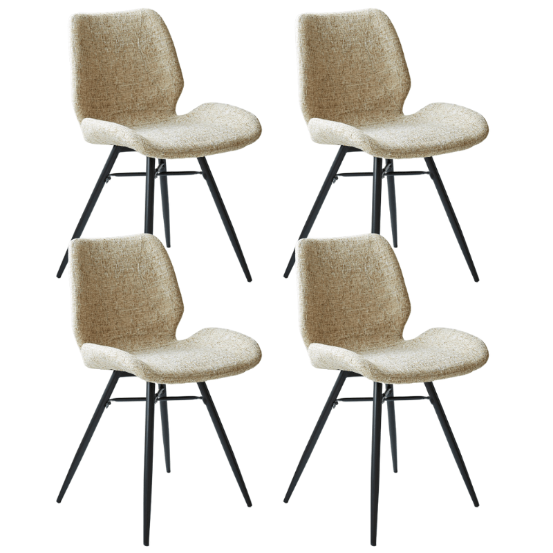 Ensemble de 4 Chaises de Salle à Manger Beau Crème Chenille Tissu - Sans Accoudoirs