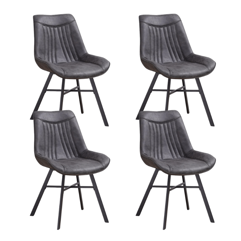 Ensemble de 4 chaises de salle à manger Jada Anthracite Eco-cuir - Sans accoudoirs