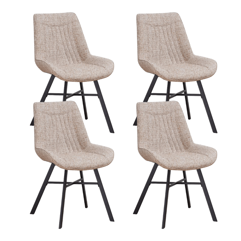 Ensemble de 4 Chaises de Salle à Manger Jada en Tissu Chenille Beige - Sans Accoudoirs