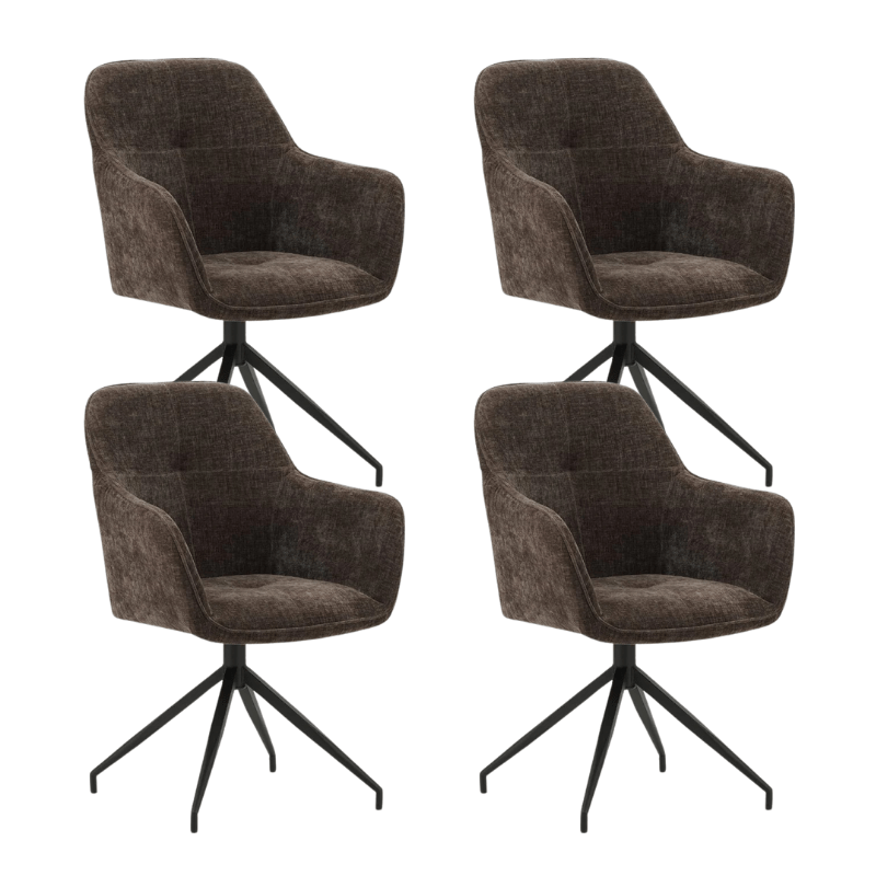 Ensemble de 4 Chaises de Salle à Manger Pivotantes Camiel Brun Chenille
