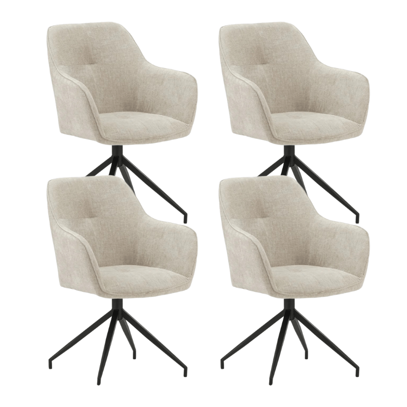 Ensemble de 4 Chaises de Salle à Manger Pivotantes Camiel Gris Clair Chenille
