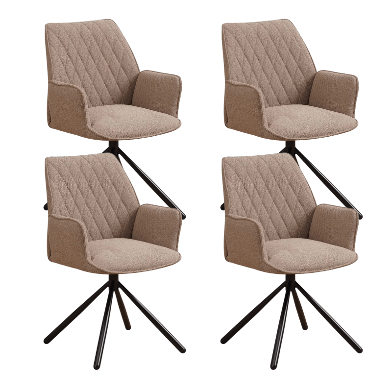 Ensemble de 4 Chaises de Salle à Manger Pivotantes Novan Taupe Bouclé – 180° Pivotantes