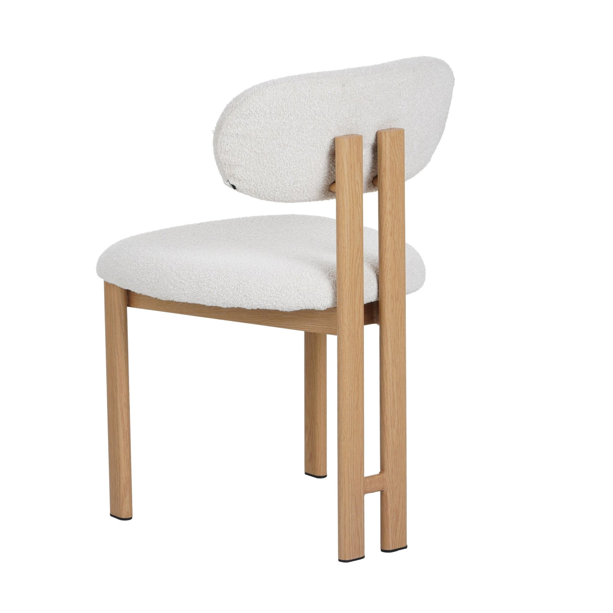 Chaise de salle à manger Japandi Miyo Bouclé Ivoire - Cadre en chêne