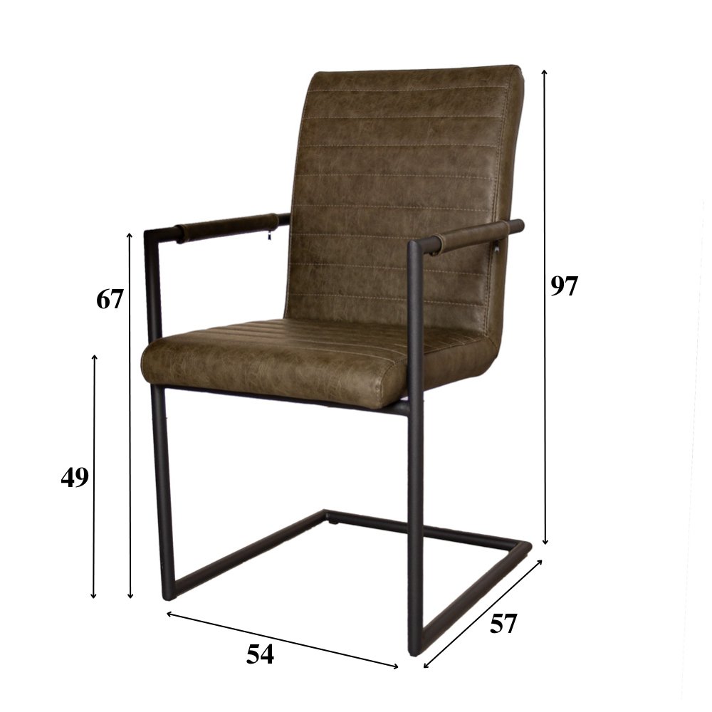 Ensemble de 4 Chaises de Salle à Manger Bras Industriel Vert - Avec Accoudoirs
